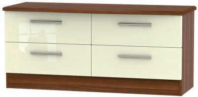 Knightsbridge Cream Gloss And Walnut Effect Bed Box