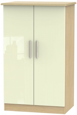 Product photograph of Knightsbridge Cream Gloss And Light Oak Midi Wardrobe from Choice Furniture Superstore