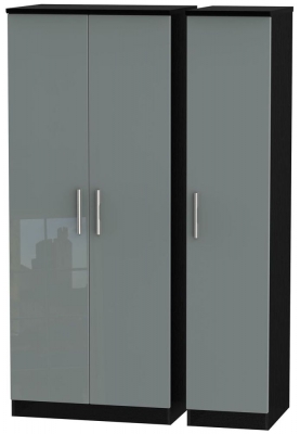 Product photograph of Knightsbridge 3 Door Wardrobe - High Gloss Grey And Black from Choice Furniture Superstore