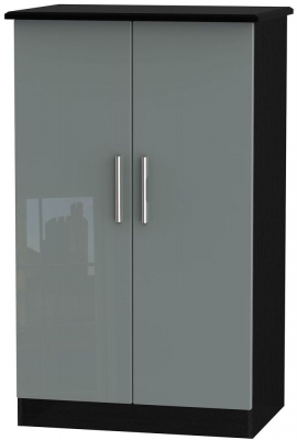 Product photograph of Knightsbridge 2 Door Midi Wardrobe - High Gloss Grey And Black from Choice Furniture Superstore