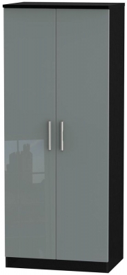 Product photograph of Knightsbridge Grey Gloss And Black 2 Door Plain Wardrobe from Choice Furniture Superstore