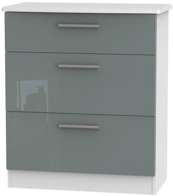 Product photograph of Knightsbridge Grey Gloss And White 3 Drawer Deep Chest from Choice Furniture Superstore