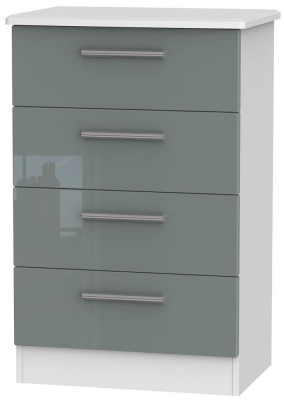Product photograph of Knightsbridge Grey Gloss And White 4 Drawer Midi Chest from Choice Furniture Superstore