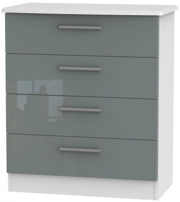 Product photograph of Knightsbridge Grey Gloss And White 4 Drawer Chest from Choice Furniture Superstore