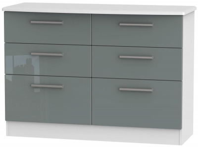 Product photograph of Knightsbridge Grey Gloss And White 6 Drawer Midi Chest from Choice Furniture Superstore