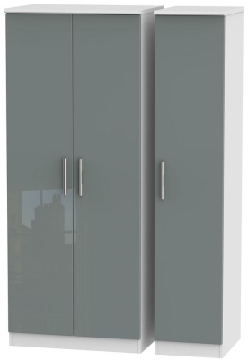 Product photograph of Knightsbridge 3 Door Wardrobe - High Gloss Grey And White from Choice Furniture Superstore