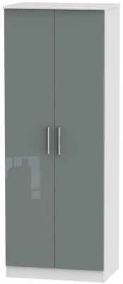 Product photograph of Knightsbridge Grey Gloss And White 2 Door Plain Tall Wardrobe from Choice Furniture Superstore