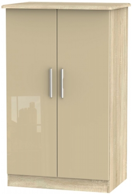 Product photograph of Knightsbridge 2 Door Midi Wardrobe - High Gloss Mushroom And Bardolino from Choice Furniture Superstore