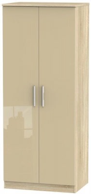 Product photograph of Knightsbridge 2 Door Wardrobe - High Gloss Mushroom And Bardolino from Choice Furniture Superstore