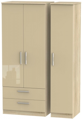 Product photograph of Knightsbridge Mushroom And Oak Effect 3 Door Triple Wardrobe - Lhf 2 Drawers from Choice Furniture Superstore