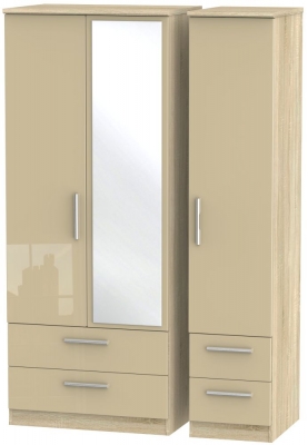 Product photograph of Knightsbridge Mushroom And Oak Effect 3 Door Combi Wardrobe - 1 Mirror from Choice Furniture Superstore