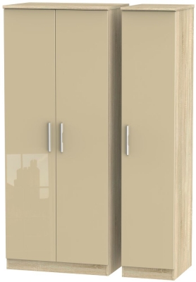 Product photograph of Knightsbridge Mushroom And Oak Effect 3 Door Triple Wardrobe from Choice Furniture Superstore