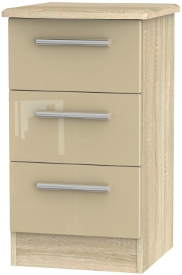 Product photograph of Knightsbridge Mushroom And Oak Effect 3 Drawer Beside Cabinet from Choice Furniture Superstore