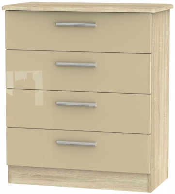 Product photograph of Knightsbridge 4 Drawer Chest - High Gloss Mushroom And Bardolino from Choice Furniture Superstore