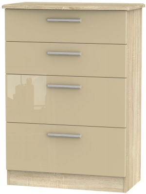 Product photograph of Knightsbridge Mushroom And Oak Effect 4 Drawer Deep Chest from Choice Furniture Superstore