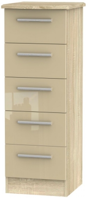 Product photograph of Knightsbridge 5 Drawer Tall Chest - High Gloss Mushroom And Bardolino from Choice Furniture Superstore