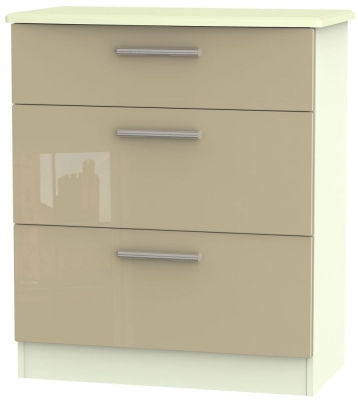 Product photograph of Knightsbridge 3 Drawer Deep Chest - High Gloss Mushroom And Cream from Choice Furniture Superstore