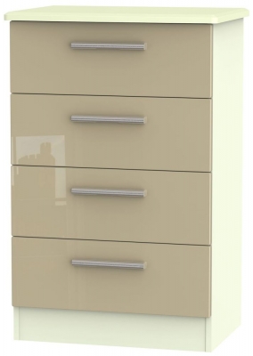 Product photograph of Knightsbridge 4 Drawer Midi Chest - High Gloss Mushroom And Cream from Choice Furniture Superstore