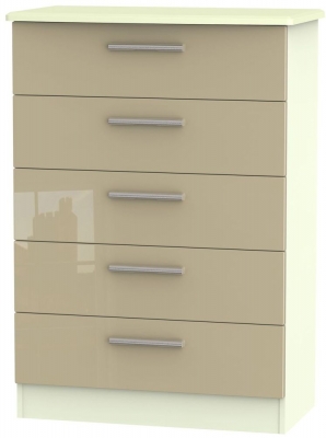 Product photograph of Knightsbridge Mushroom And Cream 5 Drawer Chest from Choice Furniture Superstore