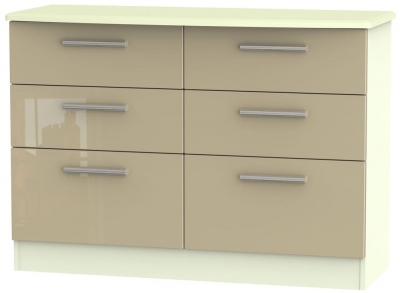 Product photograph of Knightsbridge Mushroom And Cream 6 Drawer Midi Chest from Choice Furniture Superstore