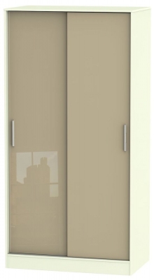 Product photograph of Knightsbridge Mushroom And Cream 2 Door Sliding Wardrobe from Choice Furniture Superstore