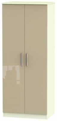 Product photograph of Knightsbridge 2 Door Wardrobe - High Gloss Mushroom And Cream from Choice Furniture Superstore