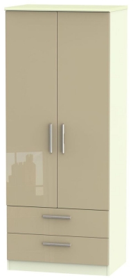 Product photograph of Knightsbridge Mushroom And Cream 2 Door 2 Drawer Double Wardrobe from Choice Furniture Superstore