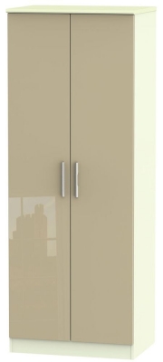 Product photograph of Knightsbridge Mushroom And Cream 2 Door Plain Tall Wardrobe from Choice Furniture Superstore