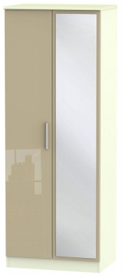 Product photograph of Knightsbridge Mushroom And Cream 2 Door Tall Wardrobe - 1 Mirror from Choice Furniture Superstore