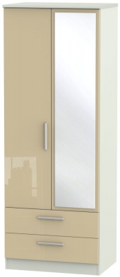 Product photograph of Knightsbridge 2 Door Tall Combi Wardrobe - High Gloss Mushroom And Kaschmir Matt from Choice Furniture Superstore