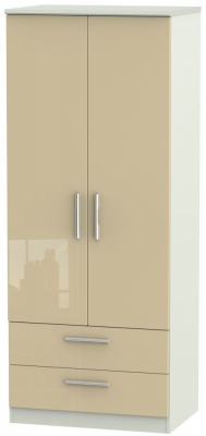 Product photograph of Knightsbridge Mushroom And Cashmere Matt 2 Door 2 Drawer Double Wardrobe from Choice Furniture Superstore