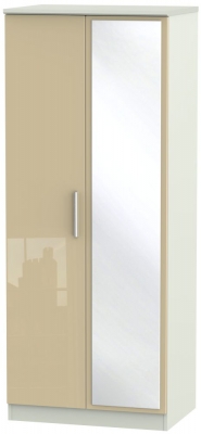 Product photograph of Knightsbridge Mushroom And Cashmere Matt 2 Door Wardrobe - 1 Mirror from Choice Furniture Superstore