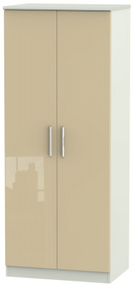 Product photograph of Knightsbridge Mushroom And Cashmere Matt 2 Door Plain Wardrobe from Choice Furniture Superstore