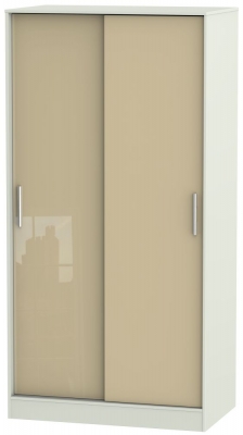 Product photograph of Knightsbridge Mushroom And Cashmere Matt 2 Door Sliding Wardrobe from Choice Furniture Superstore