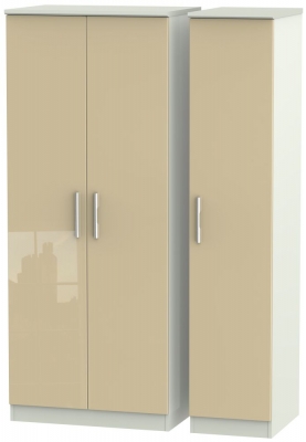 Product photograph of Knightsbridge Mushroom And Cashmere Matt 3 Door Triple Wardrobe from Choice Furniture Superstore