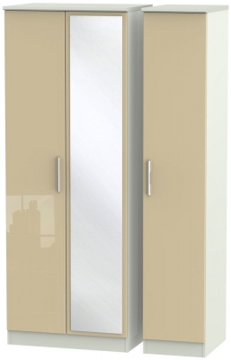 Product photograph of Knightsbridge Mushroom And Cashmere Matt 3 Door Tall Triple Wardrobe - 1 Mirror from Choice Furniture Superstore