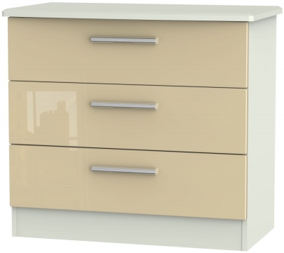 Product photograph of Knightsbridge 3 Drawer Chest - High Gloss Mushroom And Kaschmir Matt from Choice Furniture Superstore