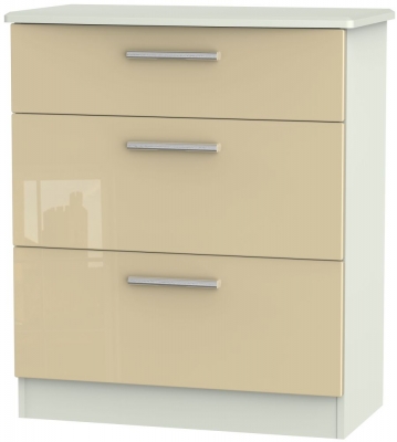 Product photograph of Knightsbridge 3 Drawer Deep Chest - High Gloss Mushroom And Kaschmir Matt from Choice Furniture Superstore