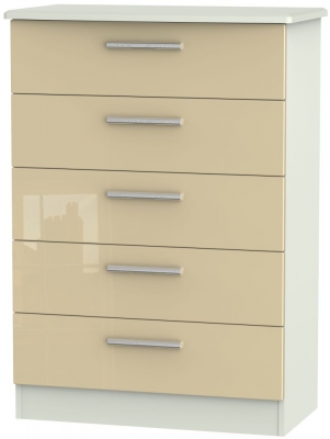 Product photograph of Knightsbridge 5 Drawer Chest - High Gloss Mushroom And Kaschmir Matt from Choice Furniture Superstore