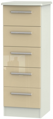 Product photograph of Knightsbridge 5 Drawer Tall Chest - High Gloss Mushroom And Kaschmir Matt from Choice Furniture Superstore