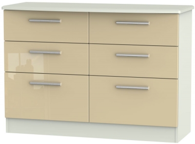 Product photograph of Knightsbridge 6 Drawer Midi Chest - High Gloss Mushroom And Kaschmir Matt from Choice Furniture Superstore