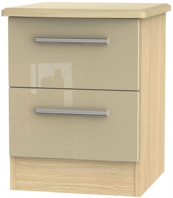 Product photograph of Knightsbridge Mushroom And Light Oak 2 Drawer Bedside Cabinet from Choice Furniture Superstore
