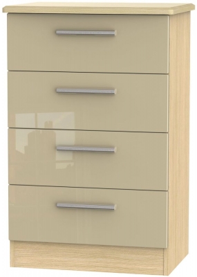 Product photograph of Knightsbridge Mushroom And Light Oak 4 Drawer Midi Chest from Choice Furniture Superstore