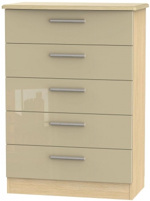 Product photograph of Knightsbridge Mushroom And Light Oak 5 Drawer Chest from Choice Furniture Superstore