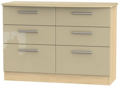 Product photograph of Knightsbridge Mushroom And Light Oak 6 Drawer Midi Chest from Choice Furniture Superstore