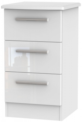 Product photograph of Knightsbridge 3 Drawer Bedside Cabinet - Comes In White High Gloss Black High Gloss And Cream High Gloss And Cream Matt Options from Choice Furniture Superstore