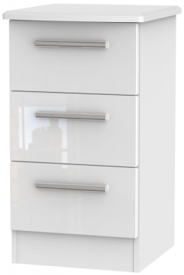 Product photograph of Knightsbridge White Gloss 3 Drawer Beside Cabinet from Choice Furniture Superstore
