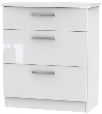 Product photograph of Knightsbridge 3 Drawer Deep Chest - Comes In White High Gloss Black High Gloss And Cream High Gloss And Cream Matt Options from Choice Furniture Superstore