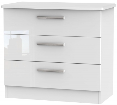 Product photograph of Knightsbridge White Gloss 3 Drawer Small Chest from Choice Furniture Superstore