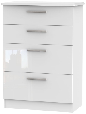 Product photograph of Knightsbridge White Gloss 4 Drawer Deep Chest from Choice Furniture Superstore